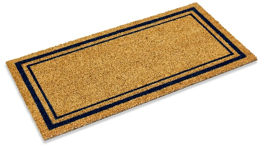 Vinyl Backed Printed Coco Mats ½” Thick Double Border Navy Blue