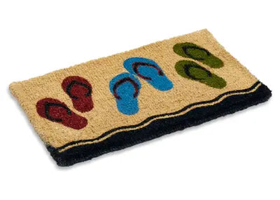 Flip Flop Coir Doormat, Vinyl-Backed