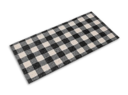 Buffalo Plaid Coir Doormat, Vinyl-Backed