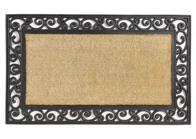 Inlaid Scroll Coir Doormat