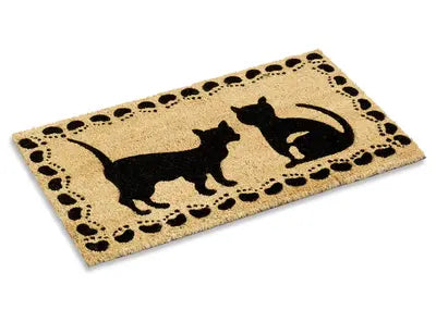 Cats at Play Coir Doormat, Vinyl-Backed