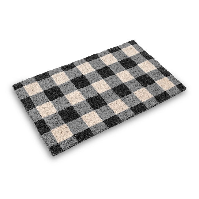 Buffalo Plaid Coir Doormat, Vinyl-Backed