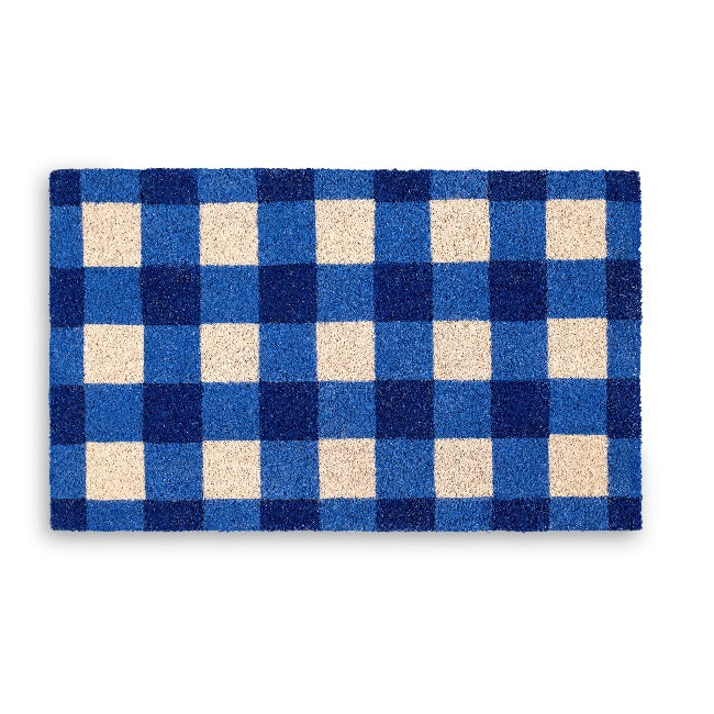Buffalo Plaid Coir Doormat, Vinyl-Backed