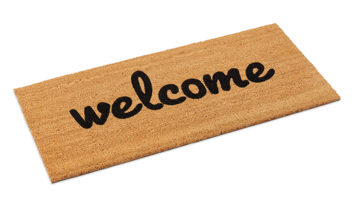 Welcome Coir Doormat, Vinyl-Backed, 22 × 47 in