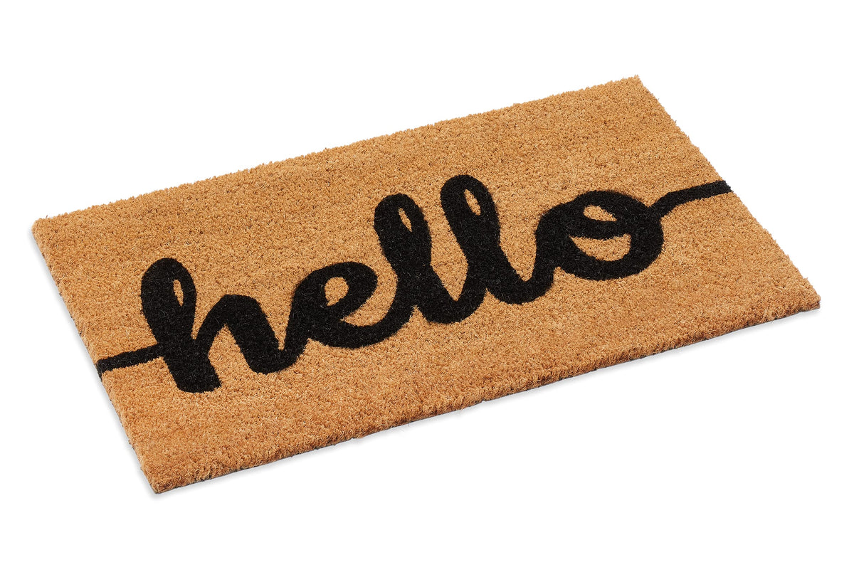 Hello Coir Doormat, Vinyl-Backed
