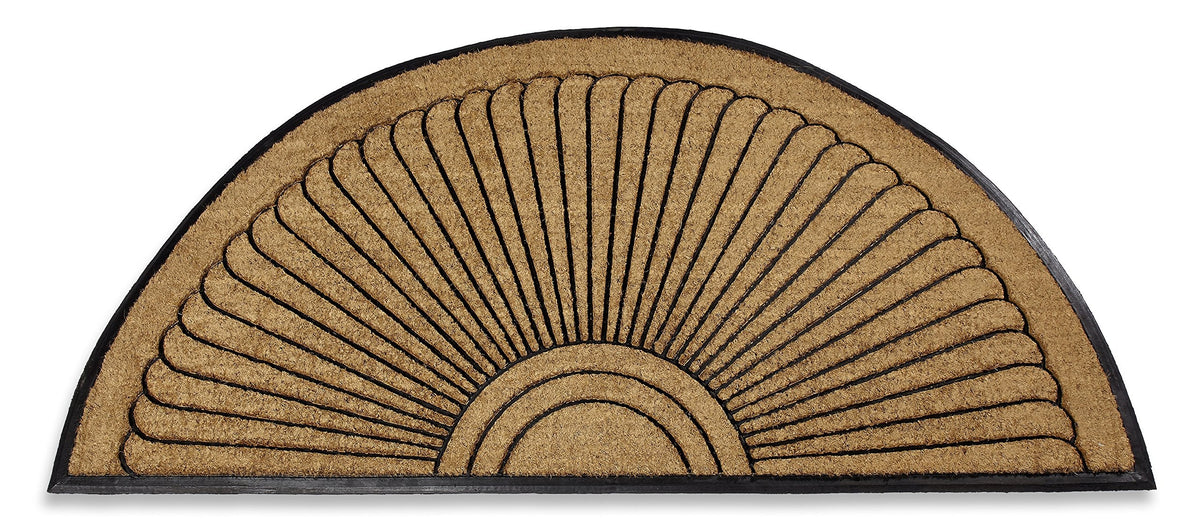 Sun Ray Inlaid Coir Doormat, Half-Round