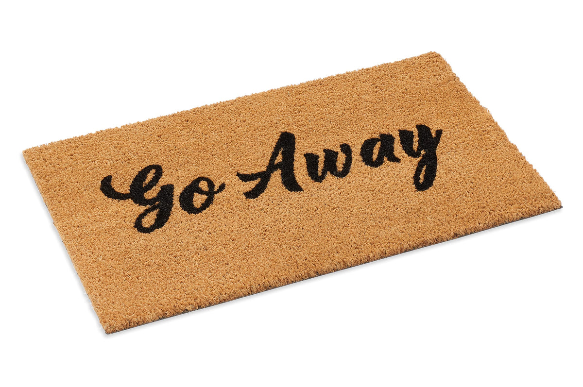 Go Away Coir Doormat, Vinyl-Backed