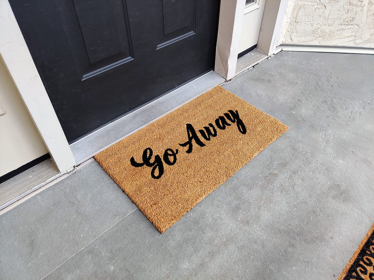 Go Away Coir Doormat, Vinyl-Backed