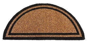 Half-Round Black Border Coir Doormat, Woven-Backed