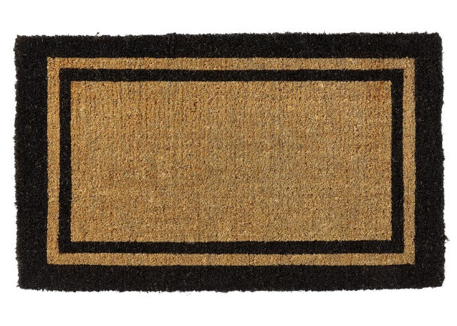 Black Border Coir Doormat, Woven-Backed, 1″