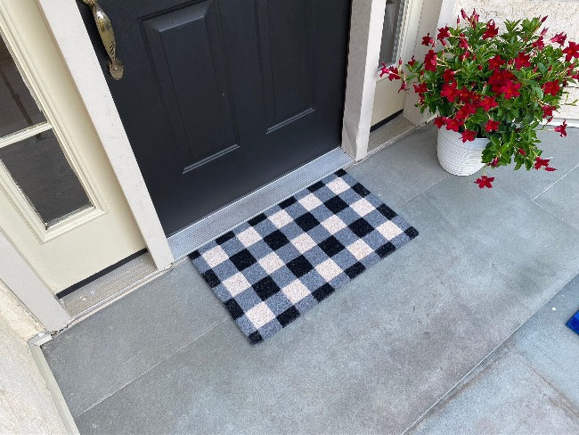 Buffalo Plaid Coir Doormat, Vinyl-Backed