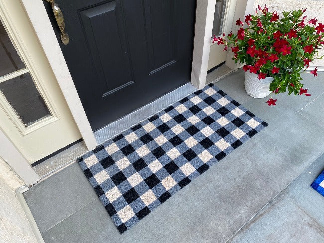 Buffalo Plaid Coir Doormat, Vinyl-Backed