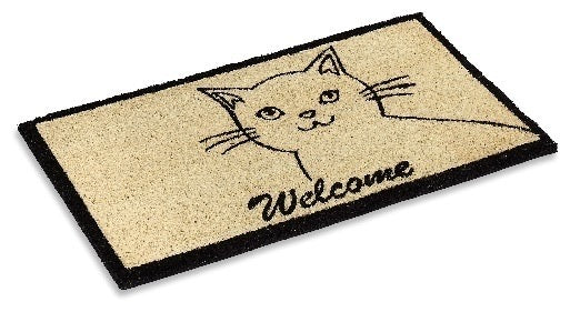 Cute Cat Coir Doormat, Vinyl-Backed