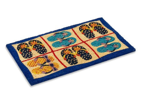 Beach Welcome Coir Doormat, Vinyl-Backed