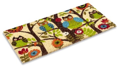 Forest Owls Coir Doormat, Vinyl-Backed