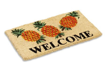 Pineapple Welcome Coir Doormat, Woven-Backed, 1″