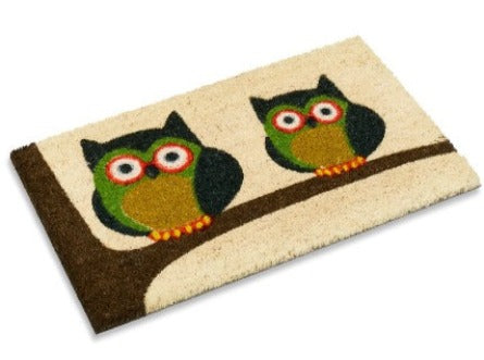Twin Owl Coir Doormat, Vinyl-Backed